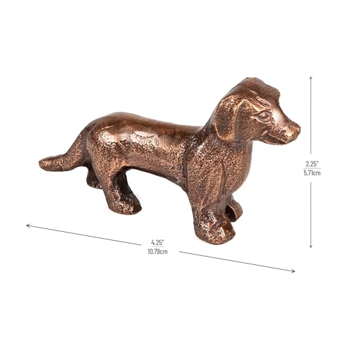 Mind Reader Dachshund Figurine, Desk or Bookshelf Home Decor, Cast Aluminum, Antique Brass Finish - color: Decorative Dog