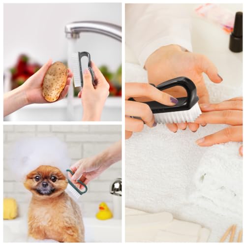 Larbois Handle Grip Nail Brush, Hand Fingernail Brush Cleaner Scrubbing Kit Pedicure for Toes and Nails Men Women - color: Color-8