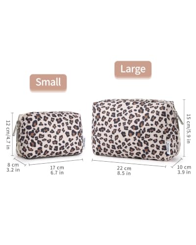 Narwey Makeup Bag Travel Toiletry Bag, Cosmetic Bag for Women Girls - color: Beige Leopard, style: Large