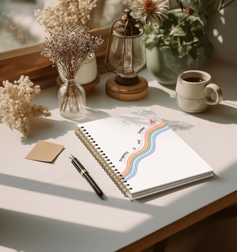Rainbow Notebook for Women-Inspirational Daily Journal For Men Friends Gifts On Birthday Christmas Mother's Day, Travel Business Work College Ruled Lined Gold Spiral Bound Hardcover,5.8"x8.3" - color: Rainbow okay