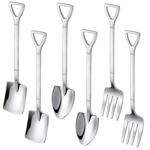 6Pcs 6.1inch Shovel Spoons Fork Set 18/10(304) Stainless Steel