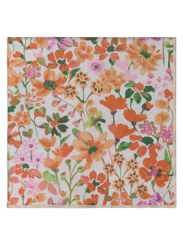Luckyvestir Floral Pocket Squares for Men Cotton Flower Handkerchief Formal Wedding Party Graduation - color: Yellow