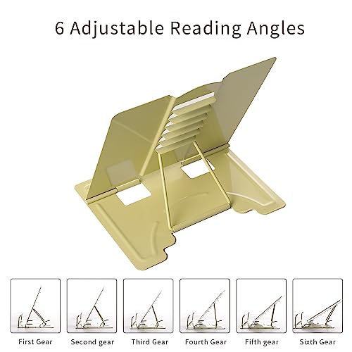 Metal Book Stand Adjustable Book Holder for Reading - color: Full Yellow
