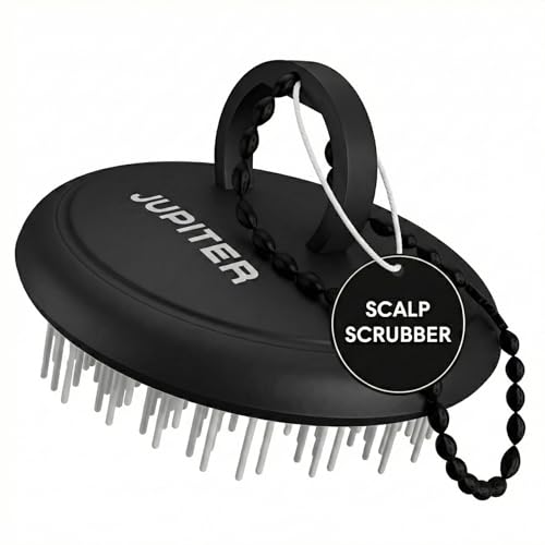 Jupiter Scalp Exfoliator - Scalp Massager Tool for Wet & Dry Hair - Ergonomic Detangler Brush - Dandruff Comb & Scrub to Remove Dandruff & Buildup and Support Circulation - Black/White - color: Black/White 1 Pack