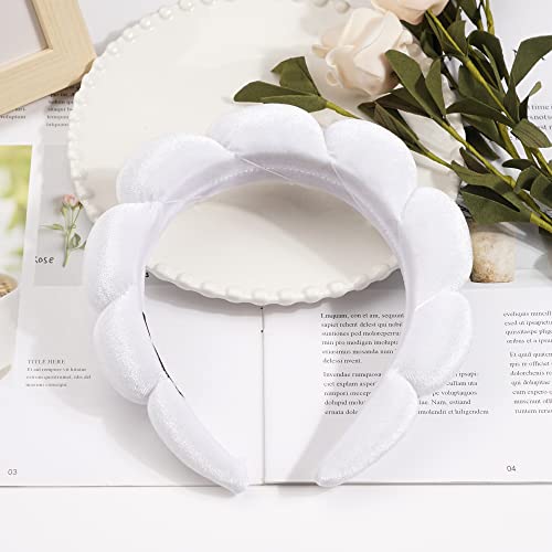 Ayesha Spa Headband for Washing Face Makeup Skincare Soft Sponge Hair band - color: White