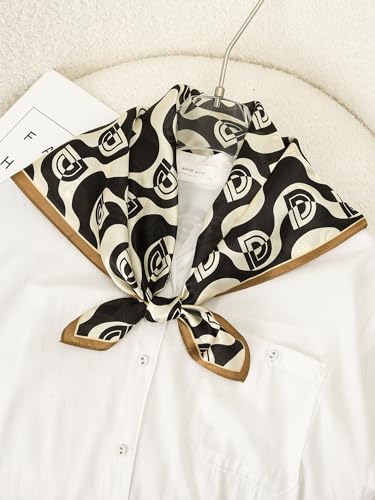 100% Mulberry Silk Scarf - 25.6" Square Neckerchief & Headscarf Gift Packed - color: Black-3