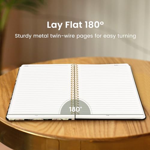 Taja Spiral Lined Journal for Women, Pretty Hardcover Journal Notebook, A5 - color: U-Dark Botanica