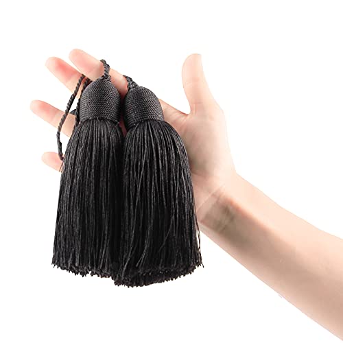 2Pcs Key Tassel with Loop DIY Handmade Craft Accessories,Black - color: Black