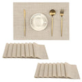 Leetaltree Woven Vinyl Beige Placemats Set of 16, Linen Look & Easy to Clean - color: Beige, size: Set of 16