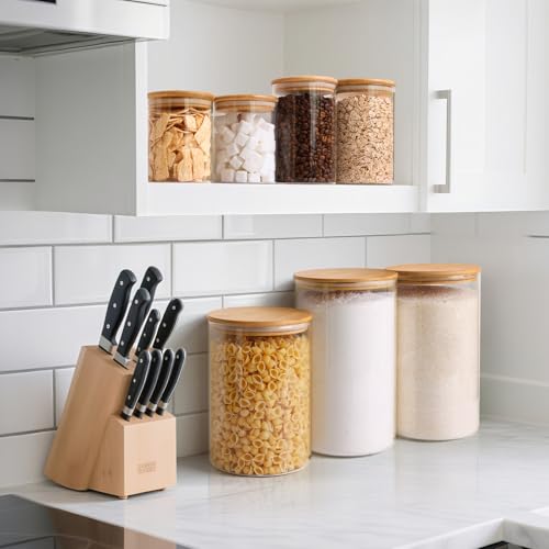ComSaf Glass Storage Jars with Bamboo Lids 3.9 Qt 2 Pack Large Pantry Round - color: 3.9Qt/1Gallon-Round-2Pack