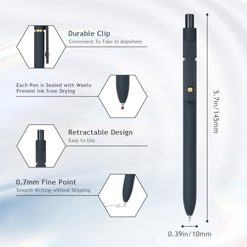 Ddaowanx Gel Pens Set,12 Pcs 0.7mm Retractable Quick Dry Black Ink Pens - color: 12 Pcs Black White Gray