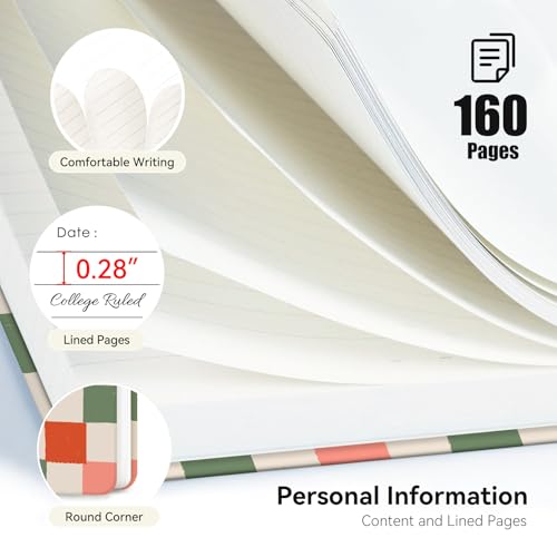 Lined Spiral Journal Notebook for Work A5,160 Pages, Checkered Pattern - color: Checkered pattern 3
