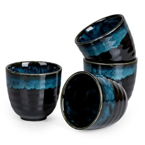 Ceramic Japanese Tea Cups, 5 oz Tea Cup, Chinese Tea Cup, Asian Teacup, Teacups, Set of 4, Nebula Blue - color: Nebula Blue, size: 4 pcs