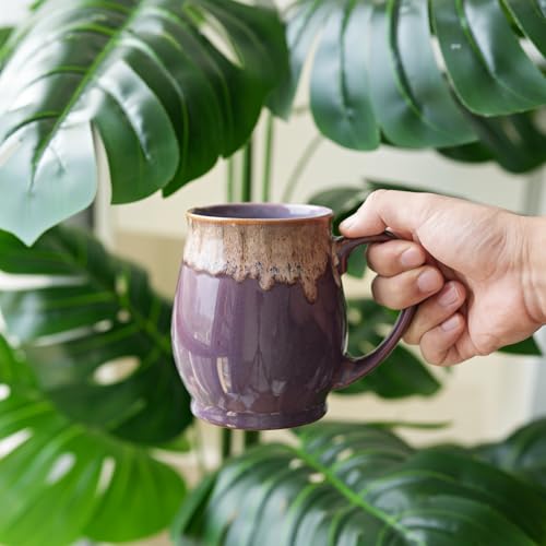 Bosmarlin Extra Large Ceramic Coffee Mug, 24 Oz, Dishwasher and Microwave Safe, Big Oversized Tea Cup, Reactive Glaze (Deep Purple) - color: Deep Purple