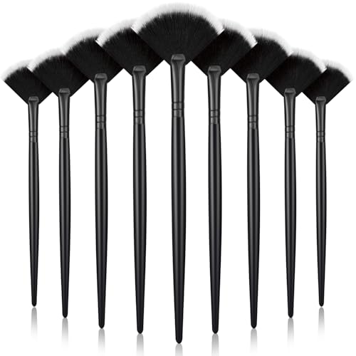 Maitys 9 Pieces Facial Fan Mask Brushes, Black with White - color: Black with White