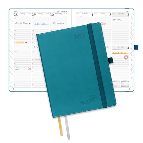 POPRUN 2027 Planner, 6.5" x 8.5", Daily Weekly and Monthly Appointment Book - color: Pacific Green, size: Medium-6.5'' x 8.5'', style: Calendar Year 2027