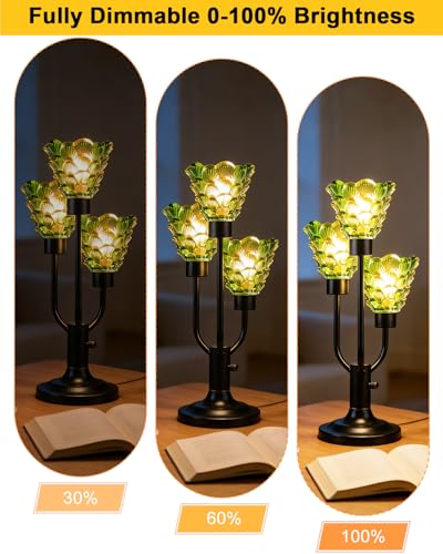 Lightdot Green Glass Mid Century Modern Table Lamp Dimmable Bulbs Included - color: 09-Black-Green-Shell