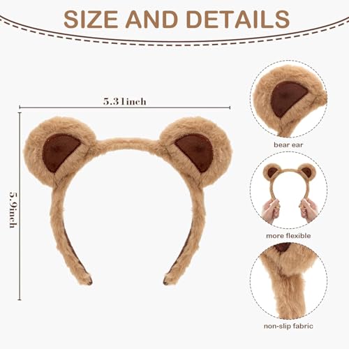 Bear Ears Cute Headband Fluffy Grizzly Hairband, Animal Ear Head Wear for Valentines Halloween Christmas Party - style: Bear Ears