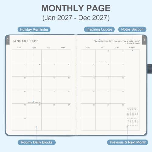 &And Per Se 2027 Planner, 12-Month Monthly & Weekly, 2027 Calendar Planner with 100gsm Paper, A5 Hardcover Faux Leather, 5.7" x 8" (Dark Blue) - color: Dark Blue, size: 5.7" x 8"(Jan 2027-Dec 2027)