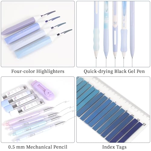 Buqoo 23-Piece Aesthetic Stationery Set for Students & Office - color: Blue