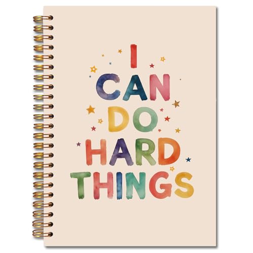 JINYO I Can Do Hard Things Inspirational Notebook, Motivational Positive Notebooks for Note Taking, Affirmations Journals for Writing, Colorful Aesthetic Spiral Notebook 5.5x8.3 Inch - color: white I Can Do Notebook