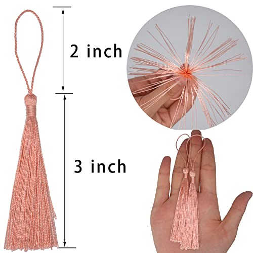 100Pcs 5 Inch Silky Bookmark Tassels for Jewelry, Souvenir(Pink Orange) - color: Pink Orange