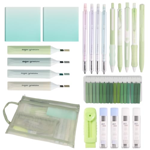 Buqoo 23-Piece Aesthetic Stationery Set for Students & Office - color: Green