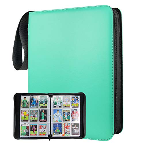 Teal 900 Card Binder with 9 Pockets, Durable and Waterproof PU Material, Acid Free, Suitable for All Trading Card Sizes - color: Teal
