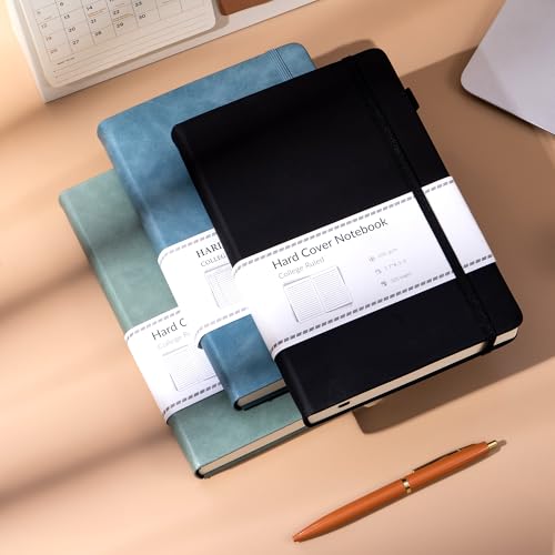 CAGIE 3 Pack Journals Notebooks for Women Men Thick Lined Journaling Notebooks A5 Leather Journals for Writing Hardcover Journal Supplies Diary, Green& Black& Blue - color: Green B B, style: Lined A5