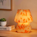 Mushroom Lamp with LED Bulb, Small Glass Bedside Lamp, Orange&White - color: Orange&White