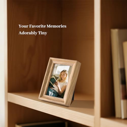 2.5x3.5 Mini Picture Frames Set of 6, Small Polaroid Photo Frame with HD Glass, FSC Certified Eco MDF Wood, Tabletop Desk & Wall Display for Instax Film, Baby Nursery Decor, Wallet Size, Natural - color: Glass-Natural