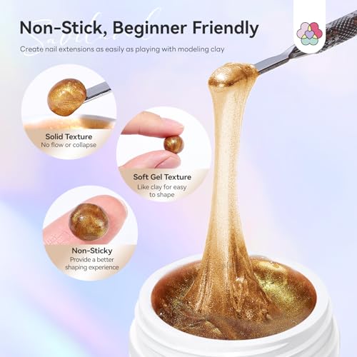 SAVILAND Non Sticky Solid Builder Nail Gel Gold Silver Metallic 3D Nail Gel - color: Gold Silver Metallic