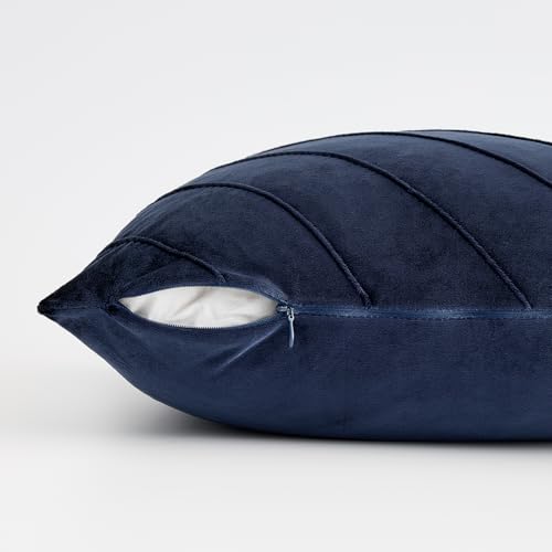 GIGIZAZA Navy Blue Velvet Stripe Throw Pillow Covers 16x16 Set of 2 - color: Navy Blue, size: 16" x 16" (Pack of 2)