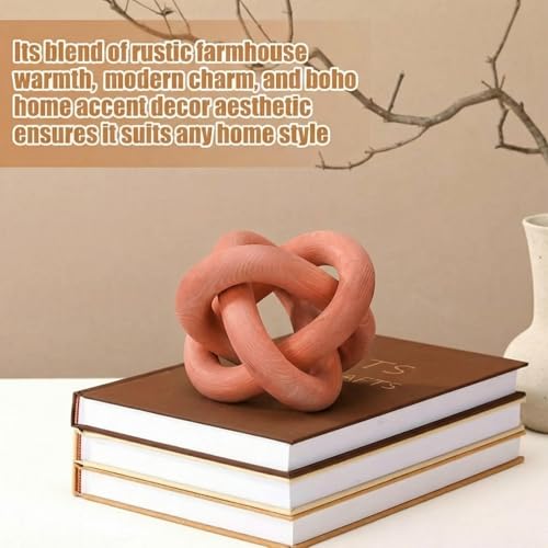 Yalikop 3 Link Wood Knot Decor Rustic Table Shelf Accents, Orange - color: Orange