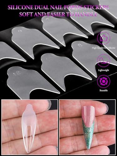EBANKU French Nail Forms Sticker 144 PCS Silicone French Tip Nail Stickers - color: French Tip Nail Guide
