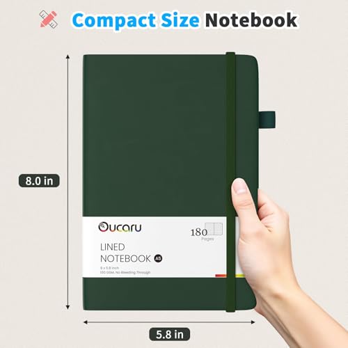 Oucaru 4 Pack A5 Lined Journal Notebook for Writing, 180 Pages - color: Forest Green, size: 4 Pack