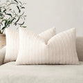 Foindtower Boho Striped Boucle Lumbar Throw Pillow Covers 12x20 Cream White - color: Cream White, size: 20" x 12" (Pack of 2)