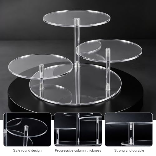 3 Tier Acrylic Display Stand, Clear Display Risers for LEGO Botanicals & Mini Figures, Tabletop Display Shelf for Perfume, Jewelry, Flowers, Collectibles, and Cake – Crystal Clear, Sturdy - color: 3 Tier