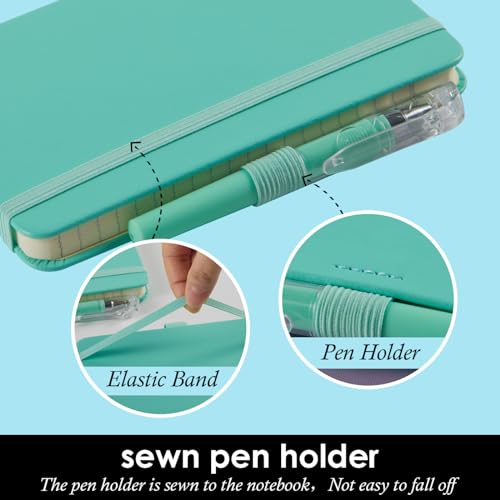 NIRMIRO 3 Pack Small Pocket Journal Notebook 3.7" x 5.7" with Pen, A6 Mini Cute Notepad for Women/Men, 408 Pages, 100Gsm Lined Paper Note Pads, Leather, Green - color: 3 MintGreen, size: A6