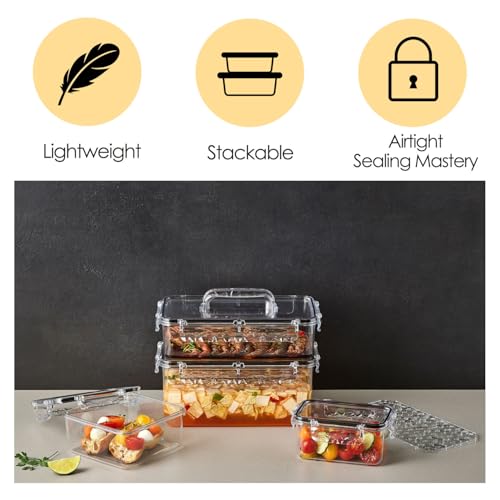 Airtight Food Storage Containers with Lids Gift Set (6pack) BPA-Free | Clear | Microwave, Freezer and Dishwasher Safe | Leak-Proof | Kitchen Fridge Organizer Fruit Boxes | Fresher Food