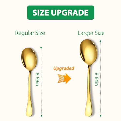 Serving Spoons Set, 8PCS, 10-Inch, Includes 8 Large Spoons, Gold - color: Gold, size: 8 Pieces (Large Only)