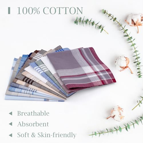 PEASUG Handkerchiefs for Men, 16x16 Inch 100% Pocket Square