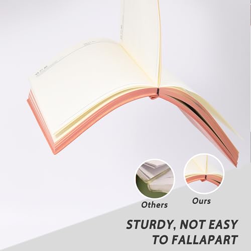 BOBO RABBIT Softcover Lined Notebook 348 Pages Vegan Leather Thick Journal - color: Pink