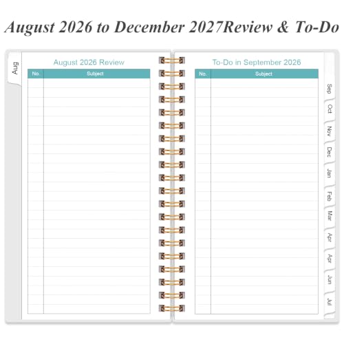 2026-2027 Monthly Planner - August 2026 - December 2027, Two Pages Per Month, 17 Monthly Calendar/Planner with Tabs, Strong Twin-Wire Binding, Inner Pocket, 3.75" x 6.5", Pink - color: PP-Pink, size: 3.75" x 6.5"