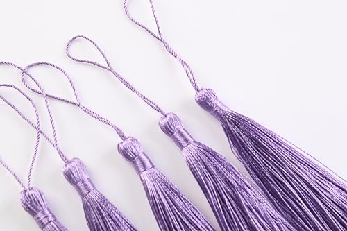 KONMAY 20pcs 3.5'' Small Silky Soft Craft Mini Bookmark Tassels with Loops for Jewelry Making, Gift Wrapping, Zipper Pull, Home Decor(Violet) - color: Violet