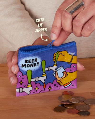 Blue Q Coin Purse - Cute Coin Pouch for Men & Women, Small Pouch Organizer - color: Beer Money (taps)