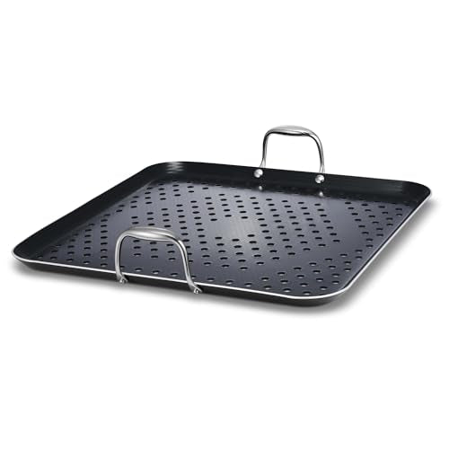 HexClad 16" Hybrid Nonstick BBQ Grill Topper, Dishwasher-Friendly, BBQ and Oven-Safe Up to 900°F - size: 16 Inch