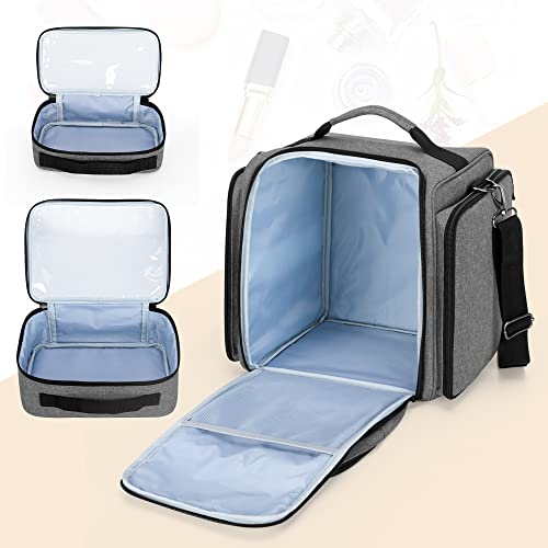 BAFASO Makeup Bag Cosmetic Bag with 4 Inner Removable Pouches, Gray - color: Gray