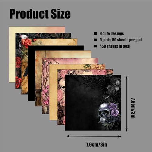 9 Pads Gothic Sticky Notes Set, Black Self-Stick Notepads, Super Adhesive Memo Pads Note Card, Halloween Office Decor Gifts, Desk Accessories for Students, Teacher and School Supplies, 3x3in - color: Gothic