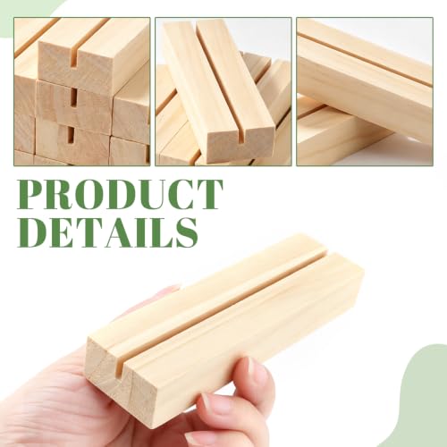 10Pcs 4.72x1.38 Inches Wood Table Number Stands, Wooden Place Card Holders, Acrylic Sign Holders for Wedding, Ceremony, Birthday, Party, Home Decoration, Events (3mm Slots) - size: 10 Pcs- L 4.72"- Slots 3mm